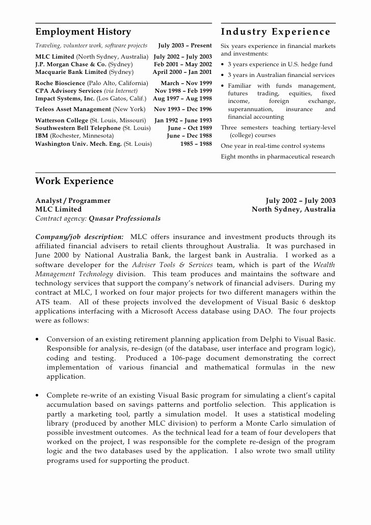 10 Years Experience Resume format Fresh Resume format Resume Template Year 10