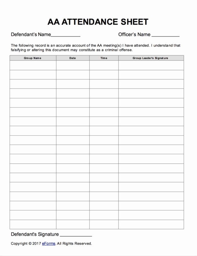 12 Step Meeting attendance Sheet Awesome Aa Meeting attendance Sheet Free Download Aashe