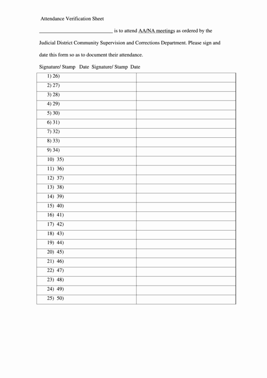 12 Step Meeting attendance Sheet Fresh top 11 Aa attendance Sheets Free to In Pdf format