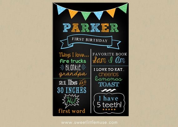 1st Birthday Chalkboard Sign Template Awesome First Birthday Chalkboard Template Chalkboard by