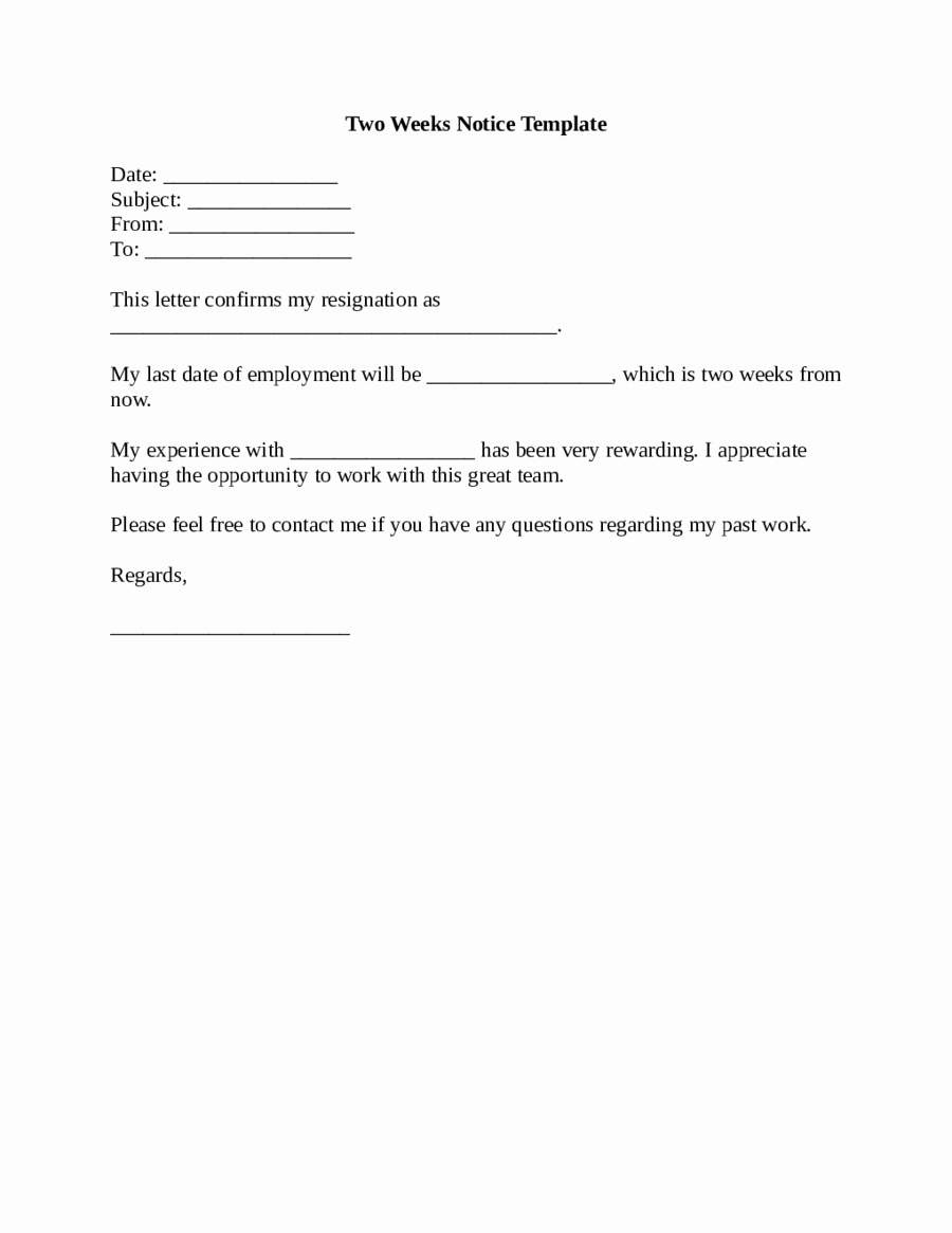 2 Week Notice form Lovely 2019 Two Weeks Notice Fillable Printable Pdf &amp; forms
