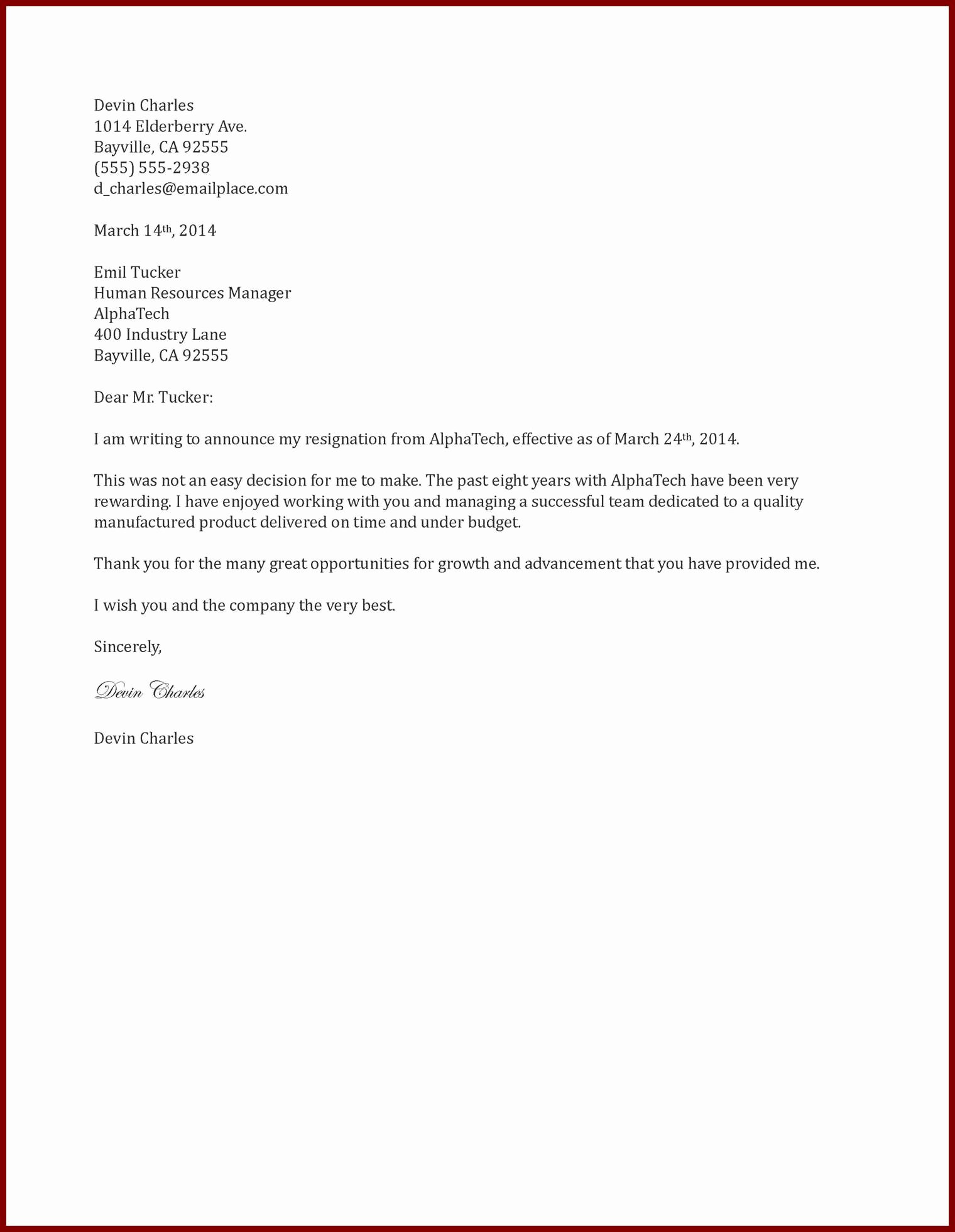 2 Week Resignation Letter Template Best Of Resignation Letter Template 1 Month Notice