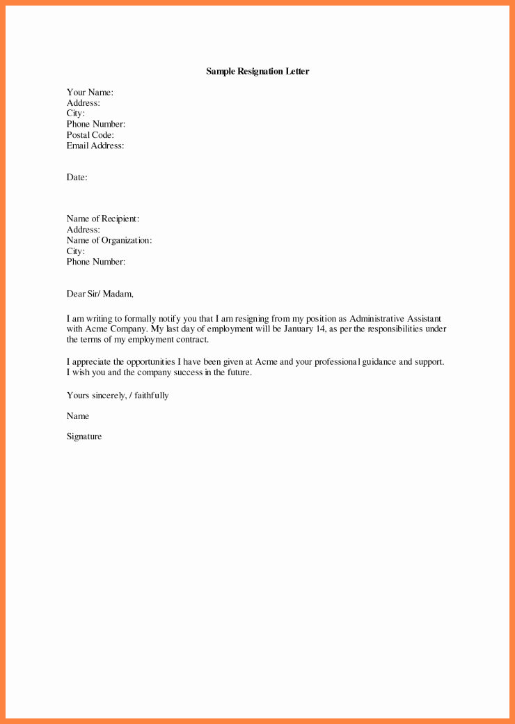 2 Weeks Notice Letter format Elegant 10 Resignation Letter 2 Week Notice with Vacation