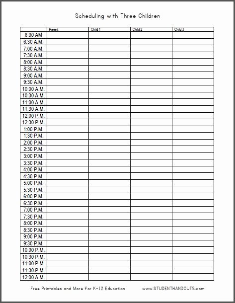 24 7 Schedule Template New 24 Hour Daily Schedule Template Printable