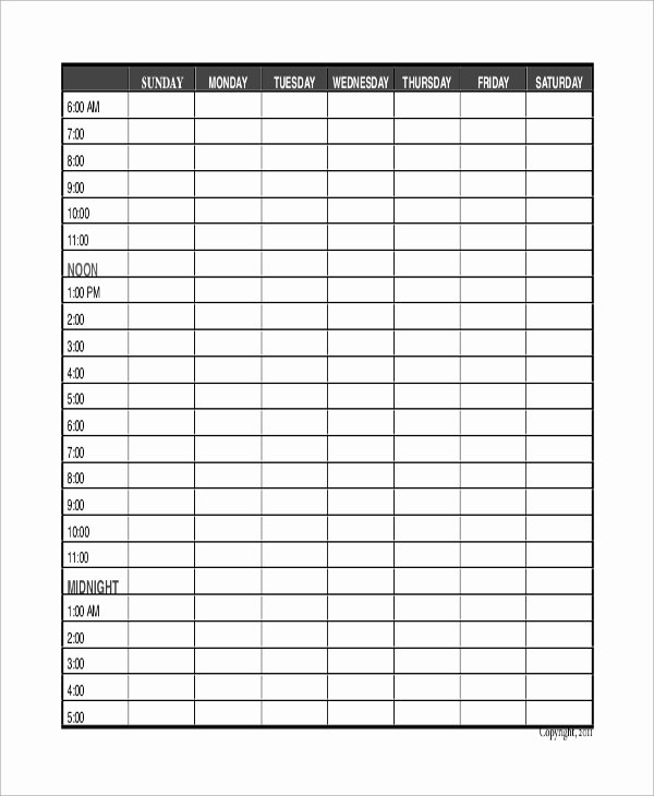 24 Hour Schedule Planner Elegant Sample Hourly Calendar 9 Examples In Pdf