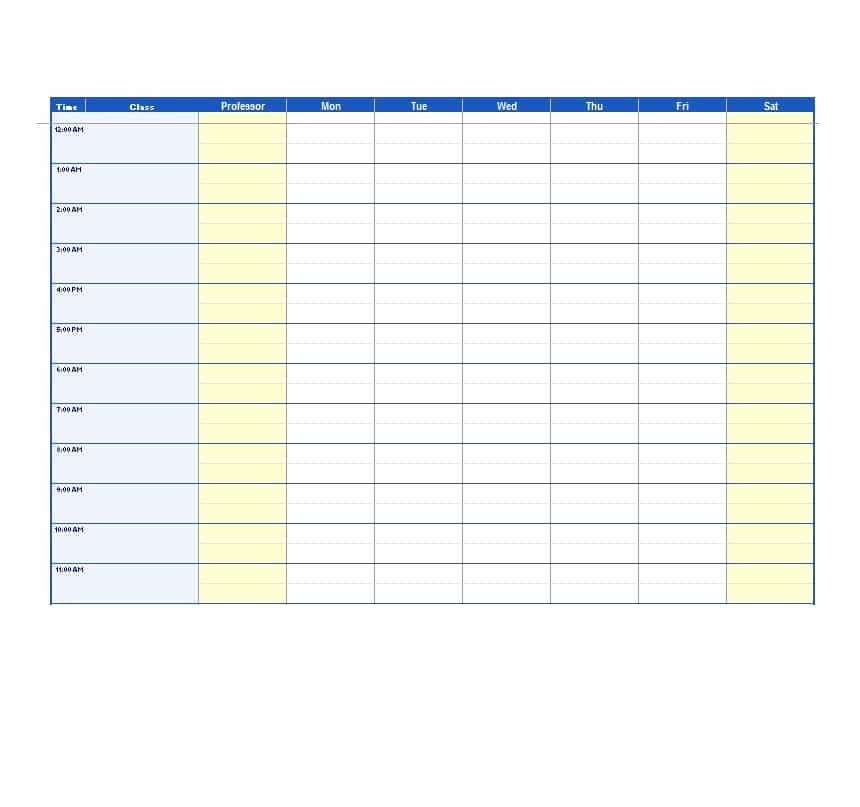 24 Hour Schedule Planner Inspirational 36 College Class Schedule Templates [weekly Daily Monthly]