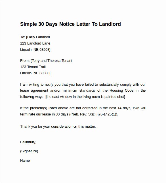 30 Day Notice Examples Best Of 10 Sample 30 Days Notice Letters to Landlord In Word