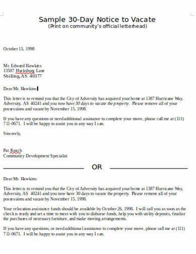 30 Day Notice Examples Fresh Free 14 Examples Of 30 Day Notice In Pdf Doc