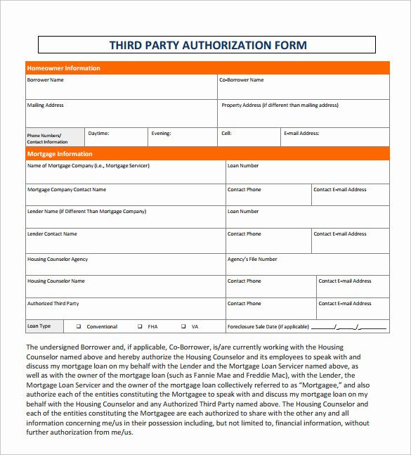3rd Party Authorization Letter Fresh Sample Third Party Authorization Letter – 8 Free