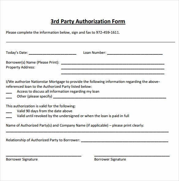 3rd Party Authorization Letter Inspirational Sample Third Party Authorization Letter – 8 Free