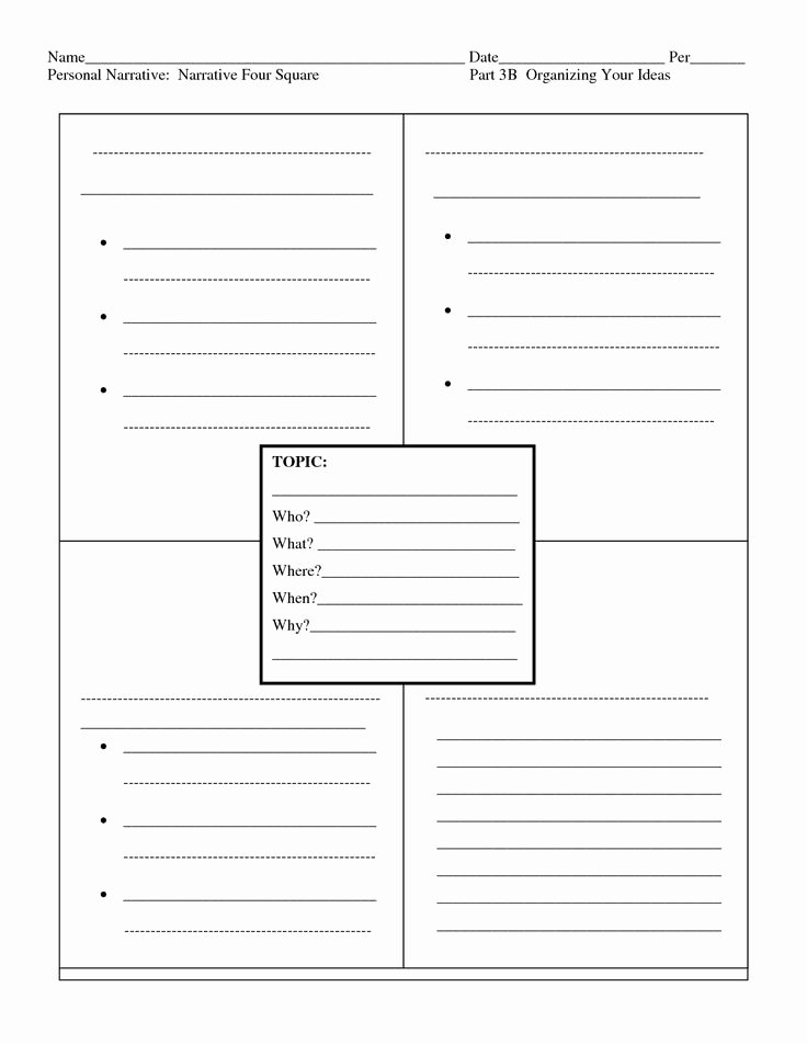 4 Square Writing Template Beautiful Four Square Writing Template Printable