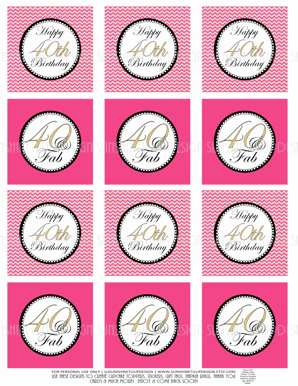 40th Birthday Free Printables Best Of Printable 40th Birthday Cupcake toppers Printable Pink and