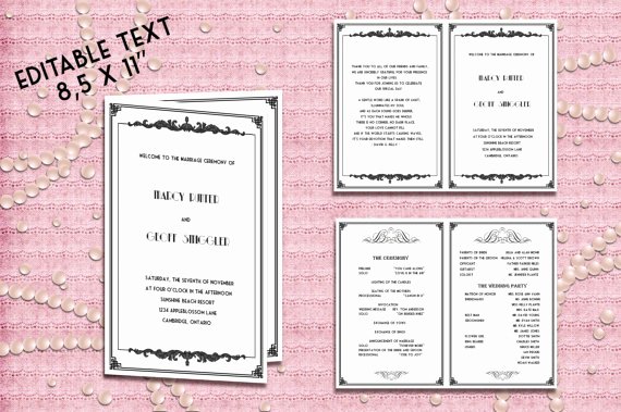 60th Birthday Program Sample Beautiful Printable Wedding Program Template Great Gatsby by