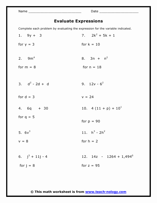 7th Grade Math Algebra Worksheets Inspirational Math Worksheets for Grade 8