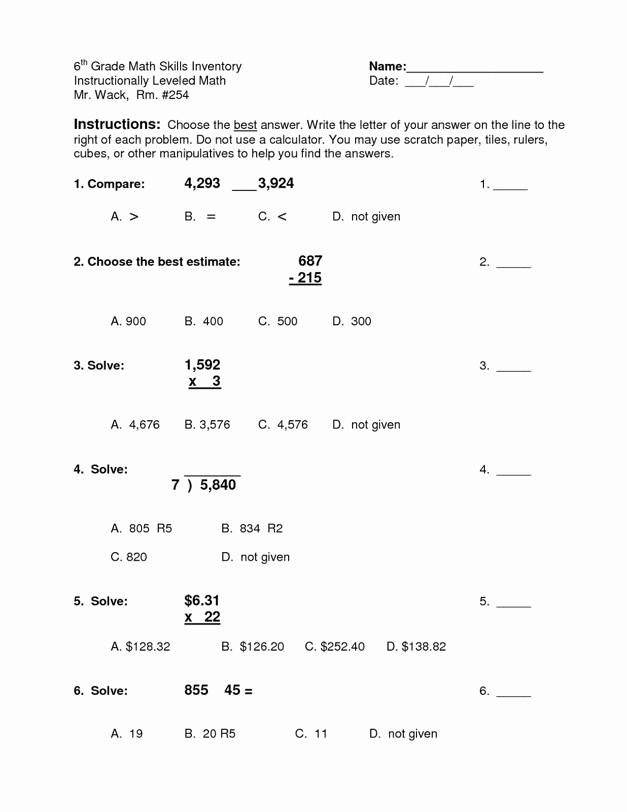 7th Grade Math Algebra Worksheets New Free Algebra Worksheets