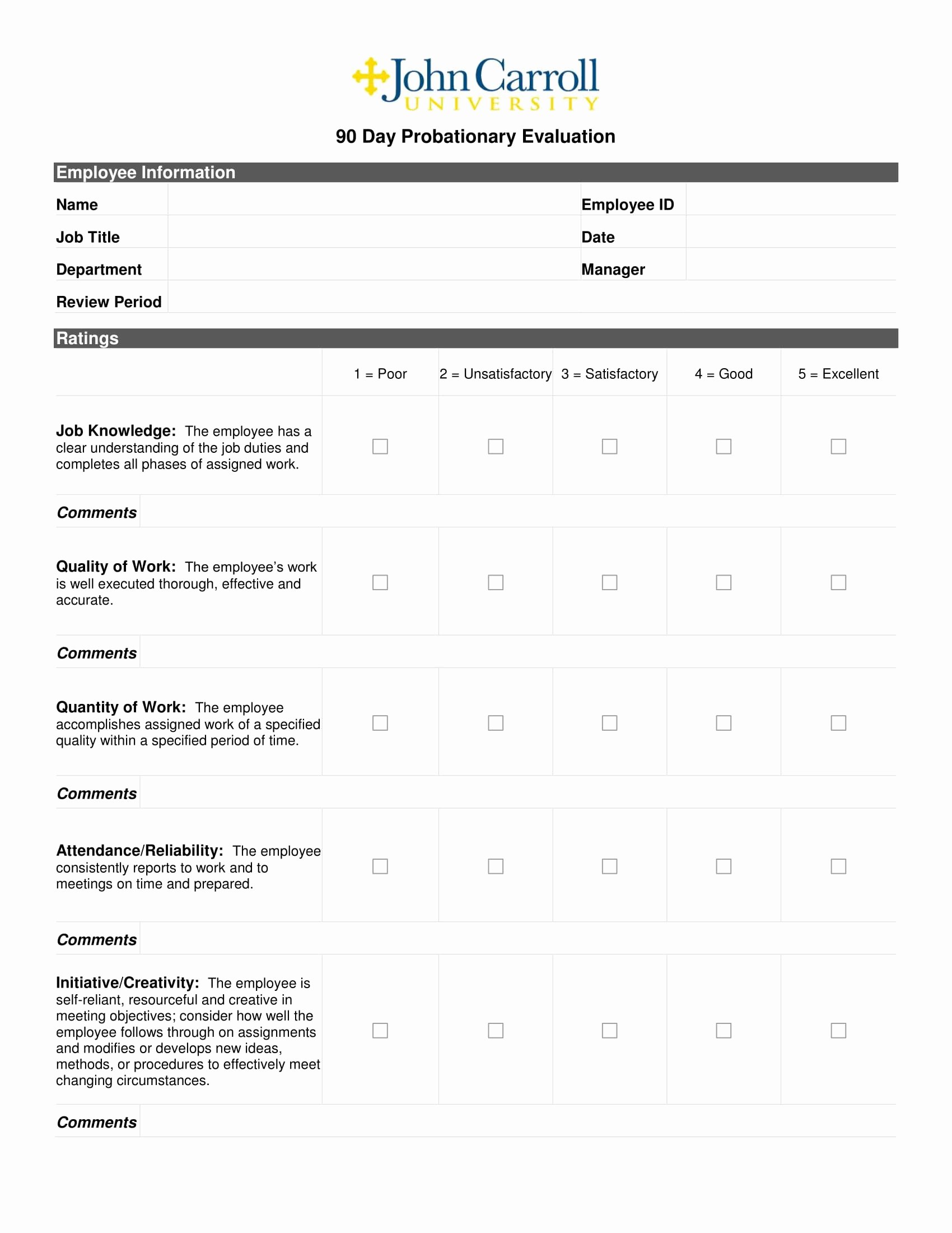 90 Day Employee Evaluation form Best Of Free 14 90 Day Review forms In Pdf