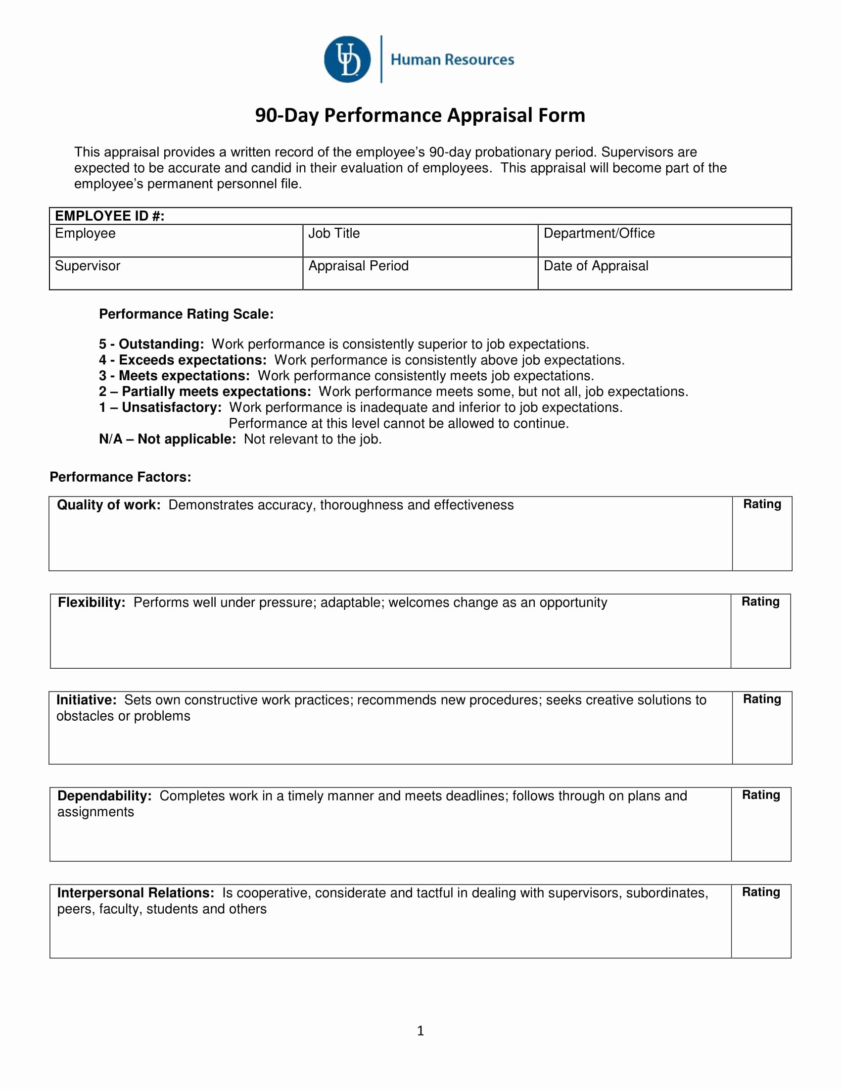 90 Day Employee Evaluation form Best Of Free 14 90 Day Review forms In Pdf
