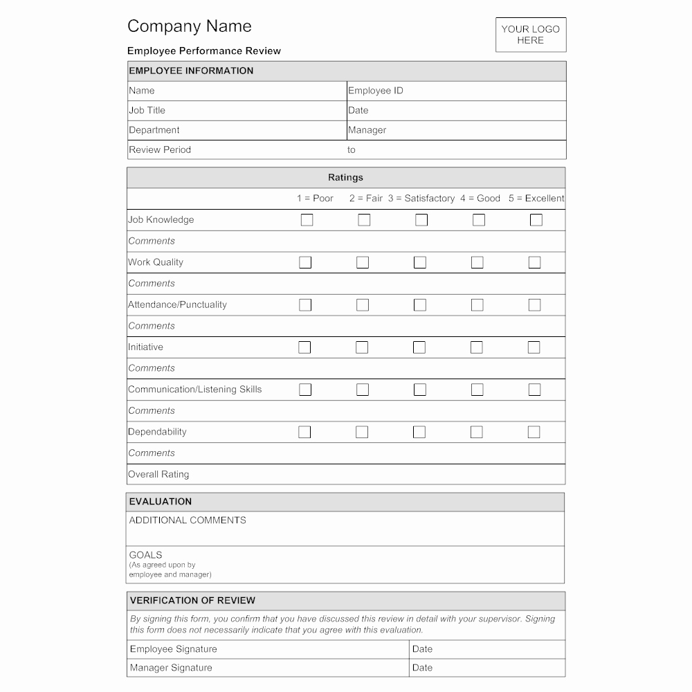 90 Day Employee Evaluation form Elegant Employee Evaluation form Template