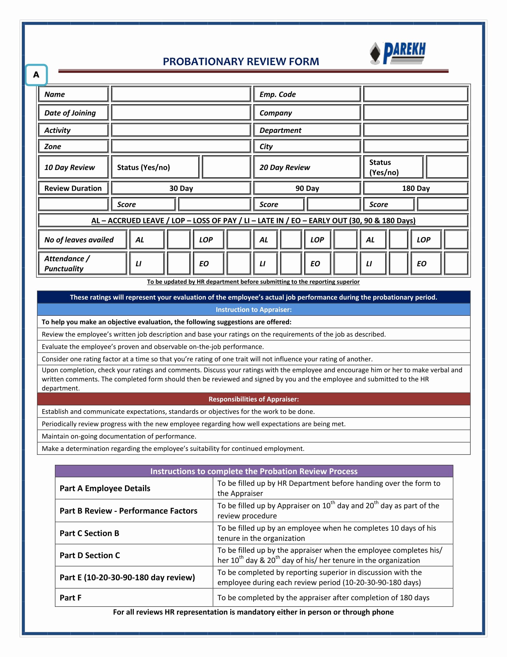 90 Day Employee Evaluation form Lovely Free 14 90 Day Review forms In Pdf