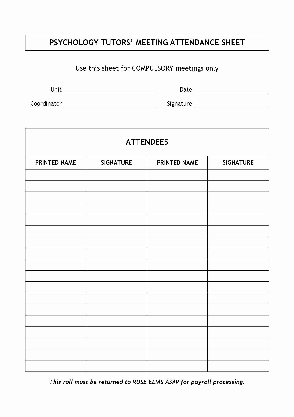 Aa Meeting attendance Sheet Awesome Aa Meeting attendance Sheet Template to Pin On