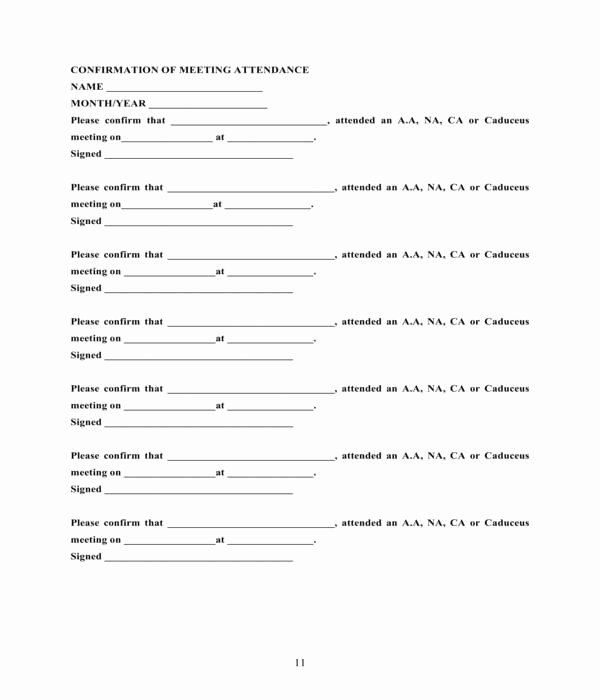 Aa Meeting attendance Sheet Best Of Free 6 Proof Of Aa attendance forms