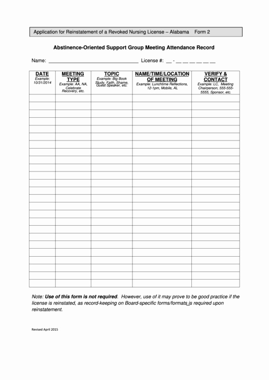 Aa Meeting attendance Sheet Unique top 11 Aa attendance Sheets Free to In Pdf format