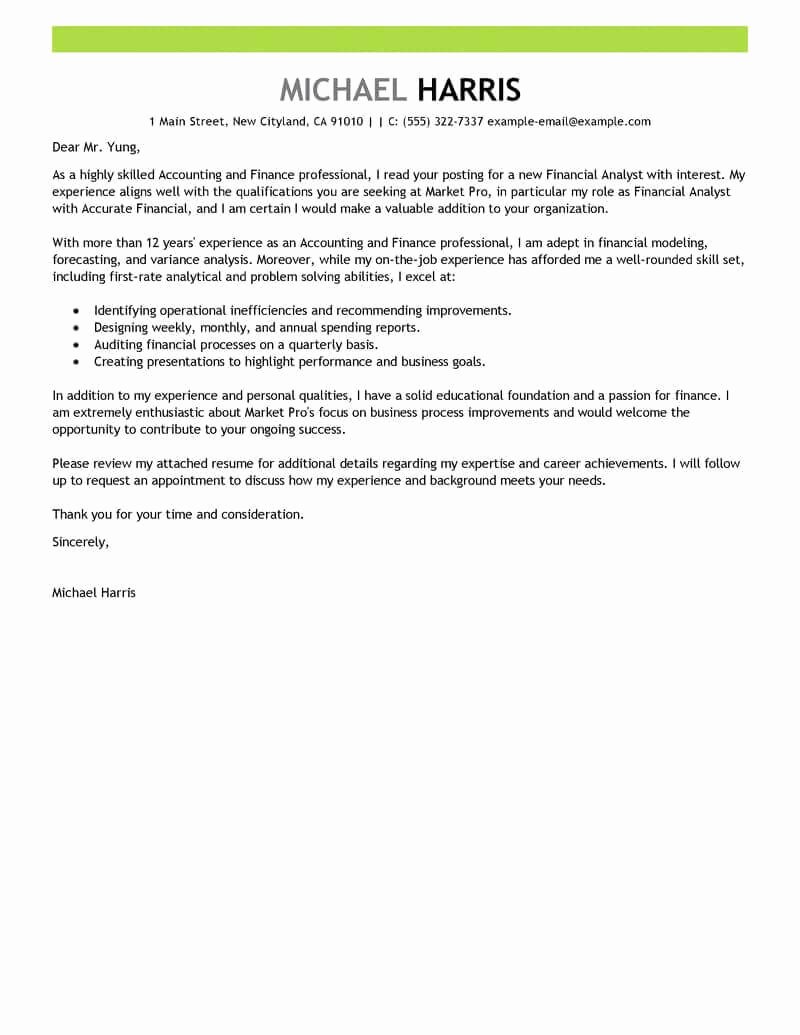 Accounting Covering Letter Sample Unique Best Accounting &amp; Finance Cover Letter Examples