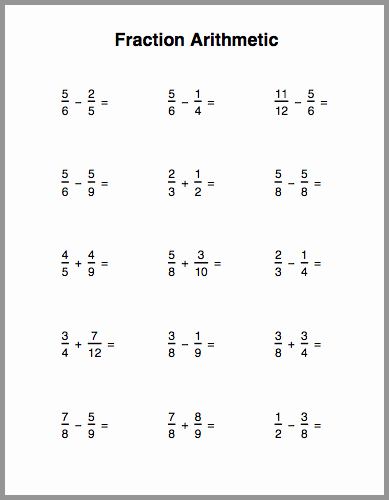Adding Fractions Worksheet Lovely Fraction Arithmetic Practice Sheet All This