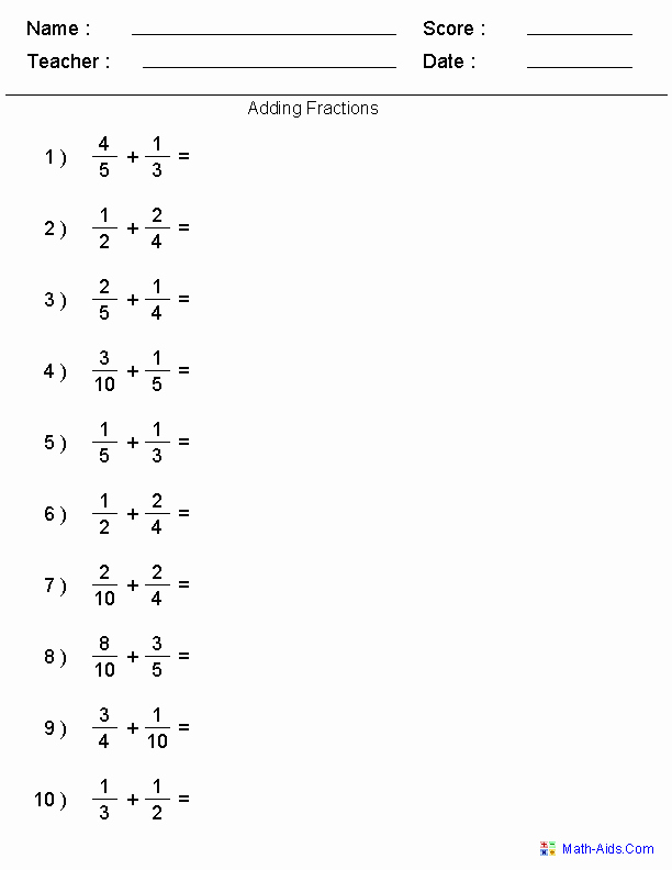 Adding Fractions Worksheets Unique Fractions Worksheets