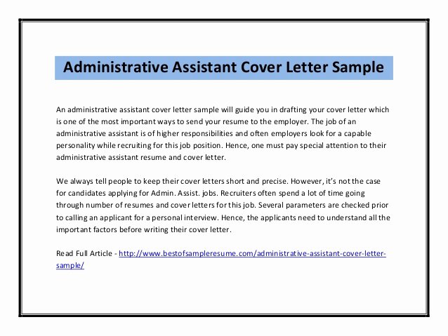 Administrative Support Cover Letter Fresh Cover Letter for Administrative assistant