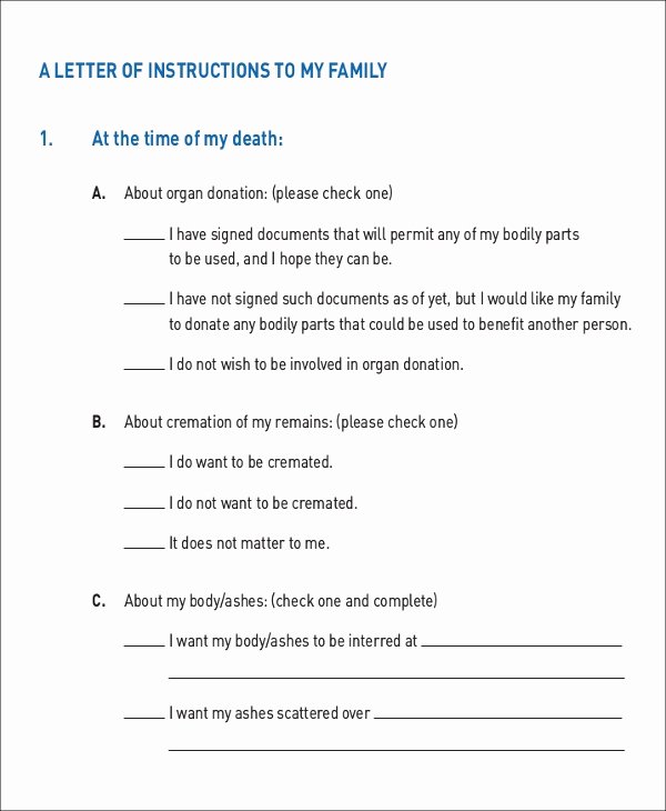 After Death Instructions Template Best Of 13 Sample Letter Of Instruction Templates Pdf Doc