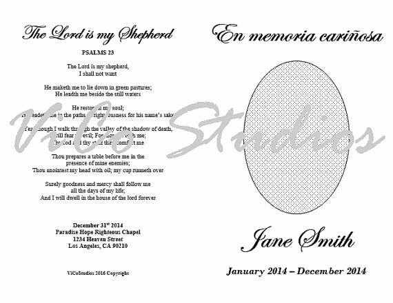 After Death Instructions Template Inspirational Easy Printable Template Funeral Program Spanish
