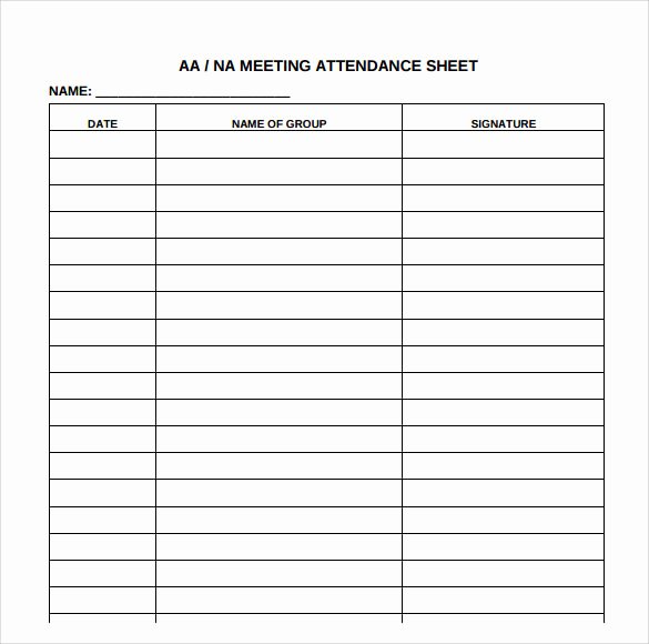 Alcoholics Anonymous attendance form Awesome Free 18 attendance Sheet Templates In Pdf Word