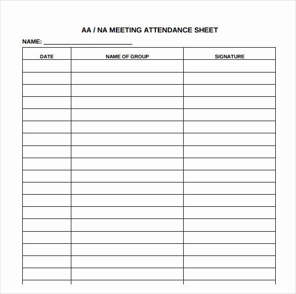 30 Alcoholics Anonymous Attendance Form Example Document Template