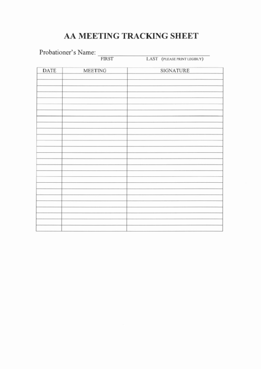 Alcoholics Anonymous attendance form Inspirational top 11 Aa attendance Sheets Free to In Pdf format
