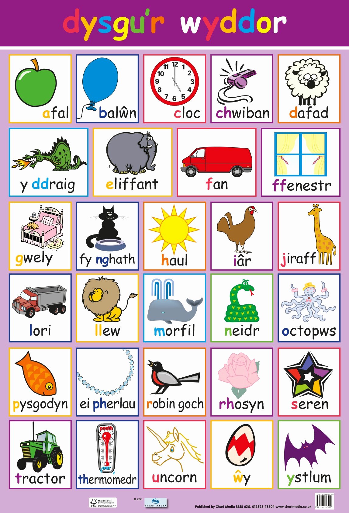 Alphabet Letters with Pictures Luxury Welsh Words &amp; Alphabet Poster by Chart Media