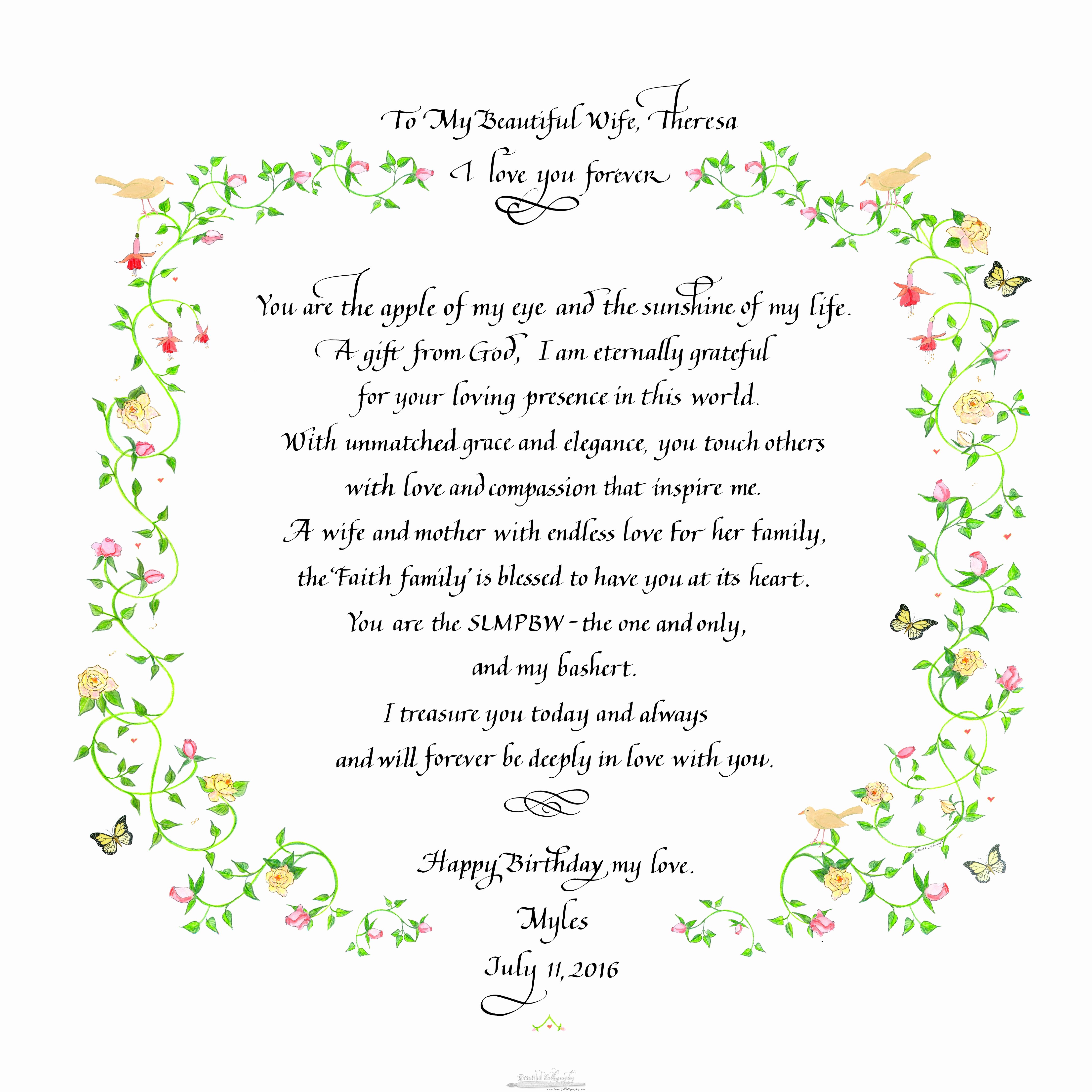 Anniversary Letter to Wife Elegant Calligraphy with A Wedding Photo the Perfect Anniversary