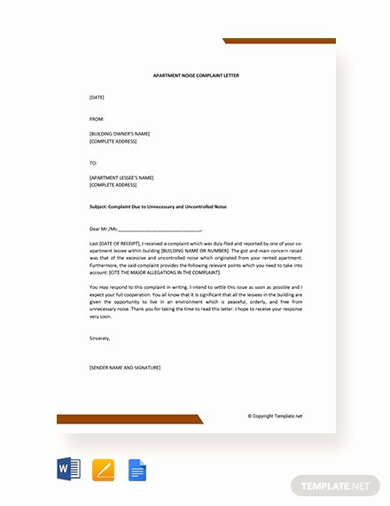 Apartment Noise Complaint Letter Beautiful Free Plaint Letter About Environmental Pollution