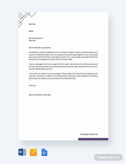 Apartment Noise Complaint Letter Unique Free Employee Resignation Letter to Manager Template