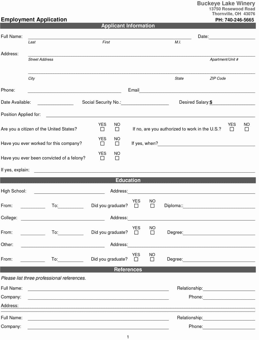 Application for Employment Free Inspirational 50 Free Employment Job Application form Templates