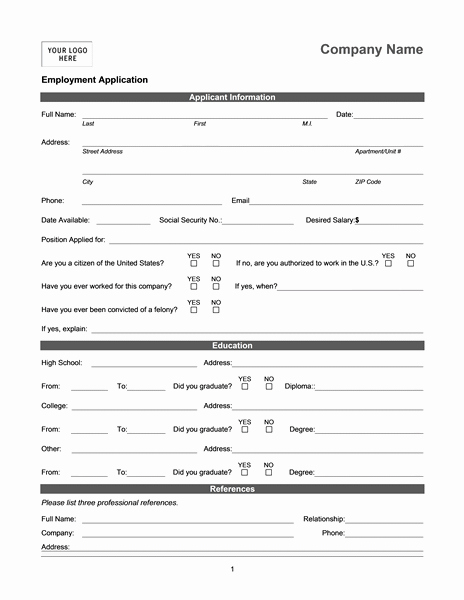 Application for Employment Free New Job Application for Character Analysis