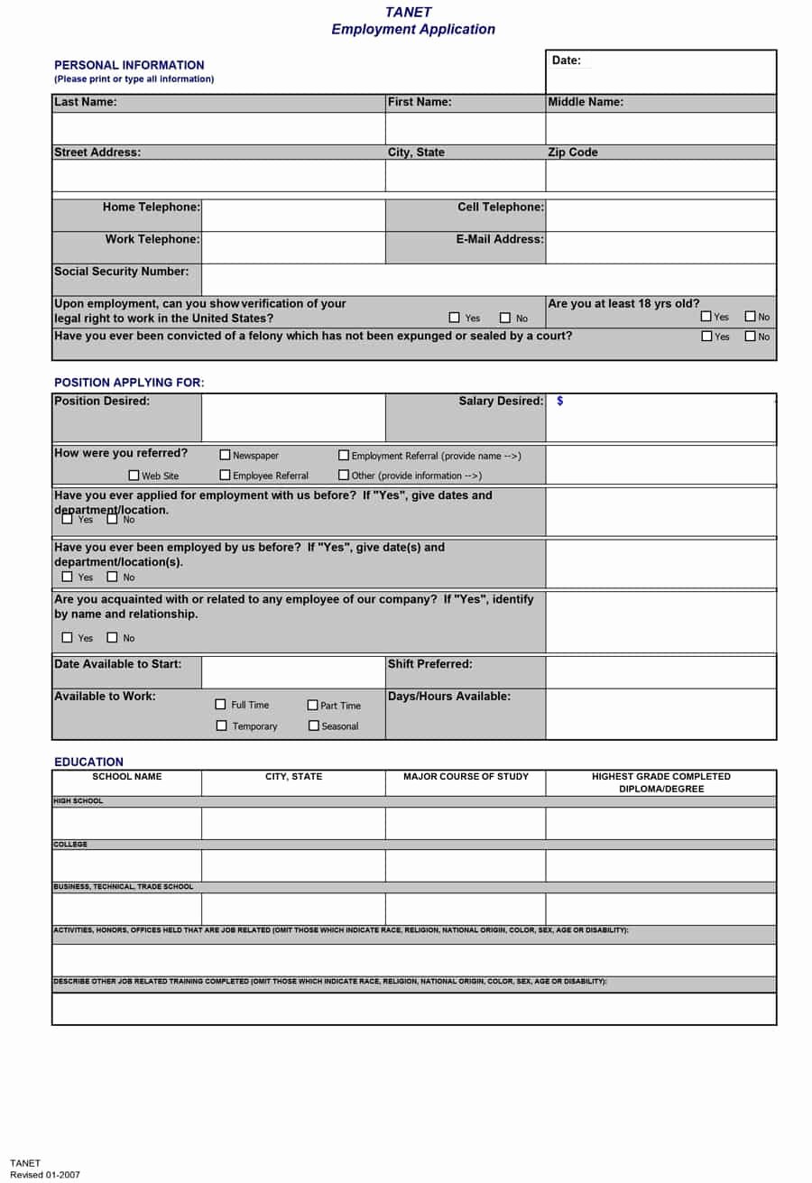 Application for Employment Free Unique 50 Free Employment Job Application form Templates