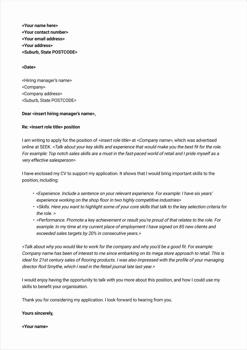 Apply for Job Letter Unique Free Cover Letter Template Seek Career Advice