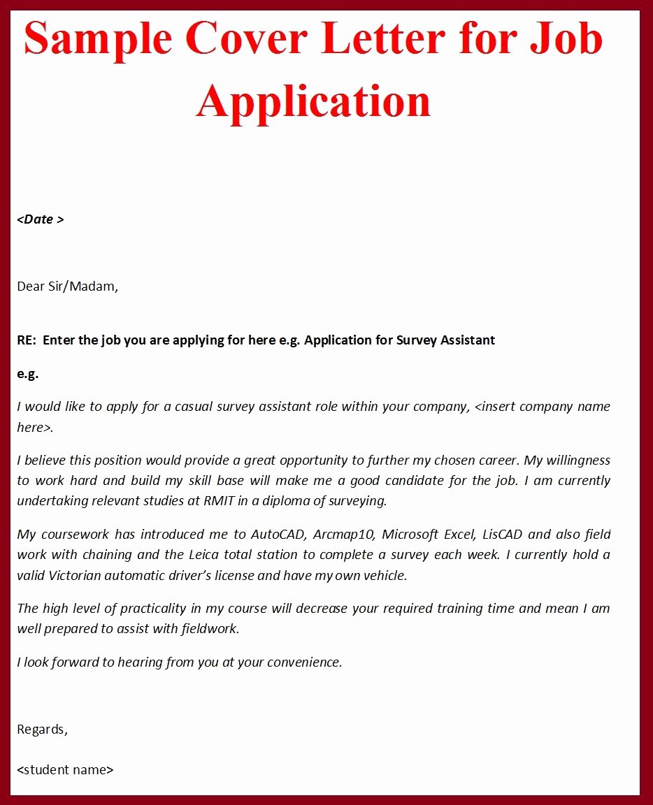 a letter of applying a job