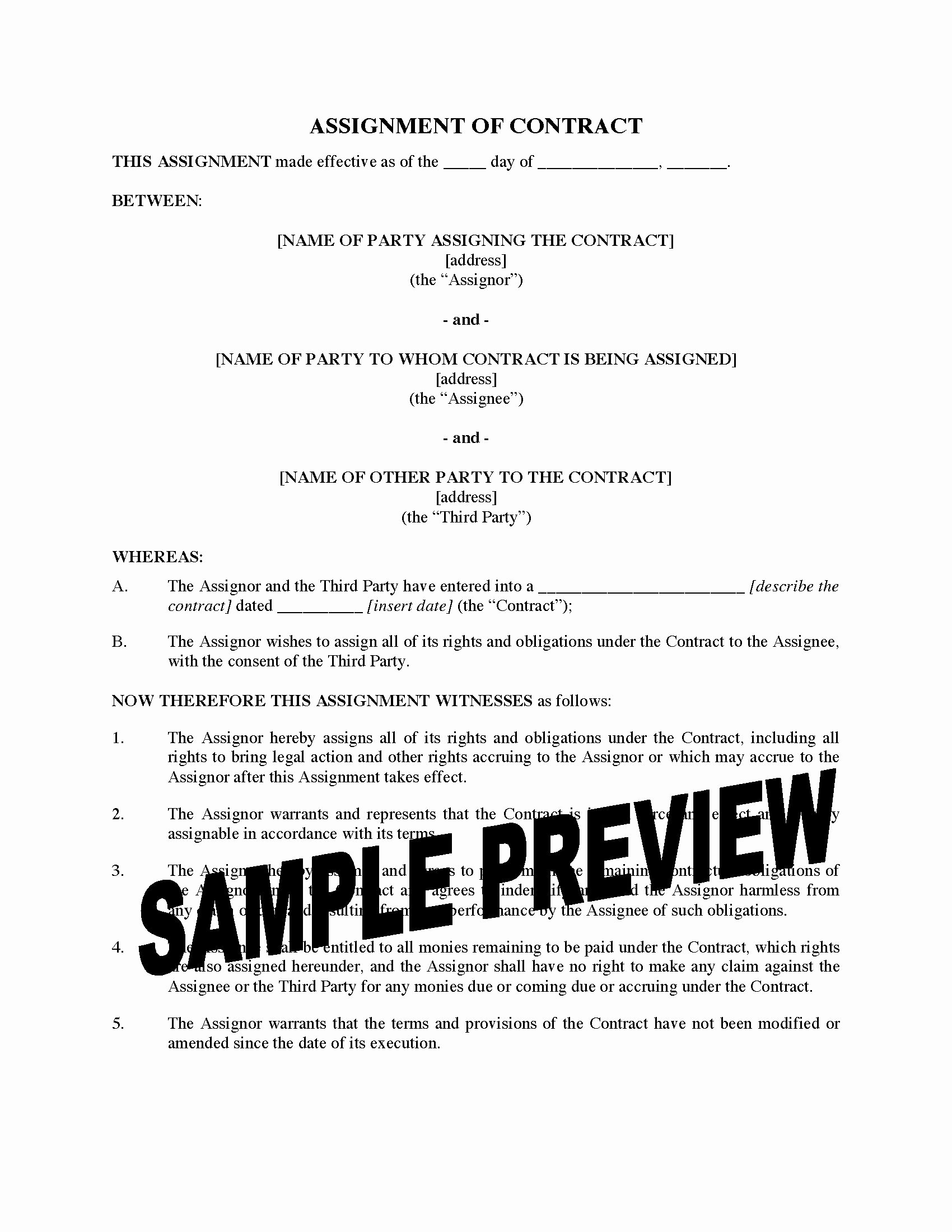 Assignment Of Contract Template Awesome assignment Of Contract to Third Party
