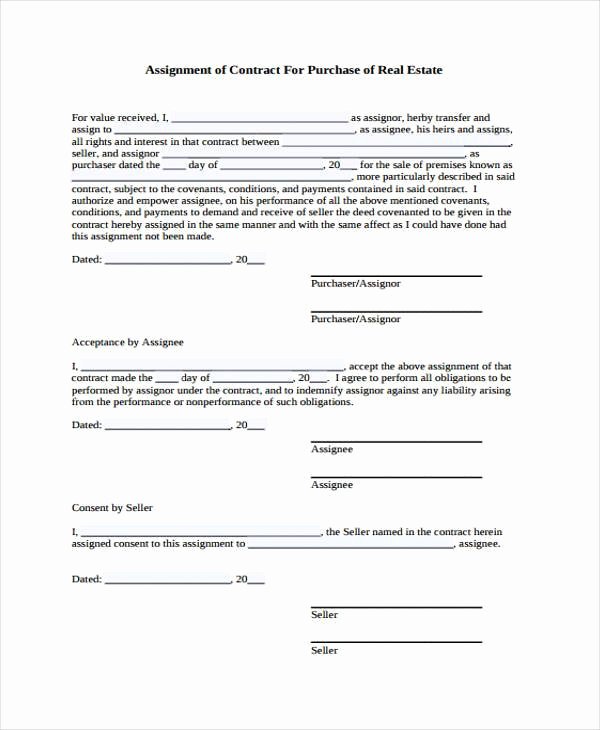 Assignment Of Contract Template Awesome Sample Contract forms