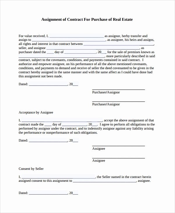 Assignment Of Contract Template Luxury Sample assignment Of Contract 6 Free Documents Download