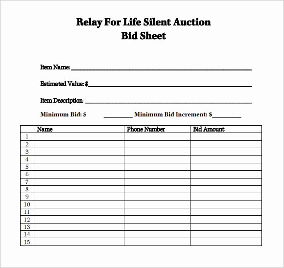 Auction Bid Sheet Template Awesome Sample Silent Auction Bid Sheet – 6 Example format