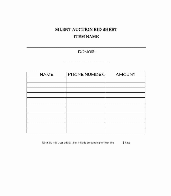 Auction Bid Sheet Template Elegant 40 Silent Auction Bid Sheet Templates [word Excel]