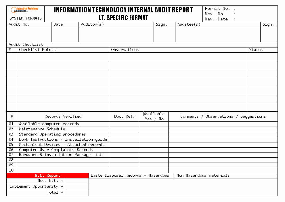 Audit Report Template Word Inspirational Information Technology Audit Report format